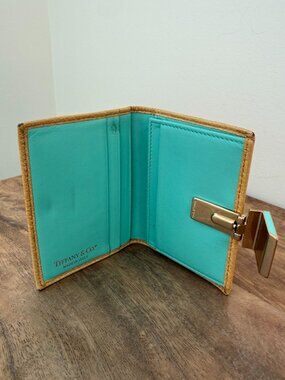 Tiffany & Co. Authentic Vintage Yellow Textured Leather Bifold Wallet